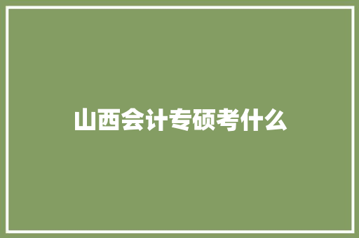 山西会计专硕考什么