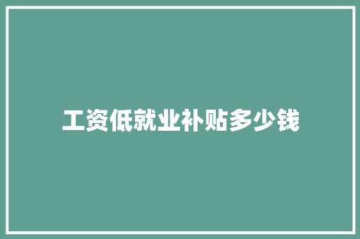 工资低就业补贴多少钱