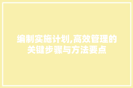 编制实施计划,高效管理的关键步骤与方法要点