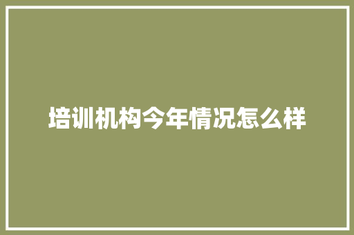 培训机构今年情况怎么样