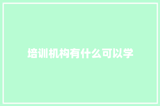 培训机构有什么可以学