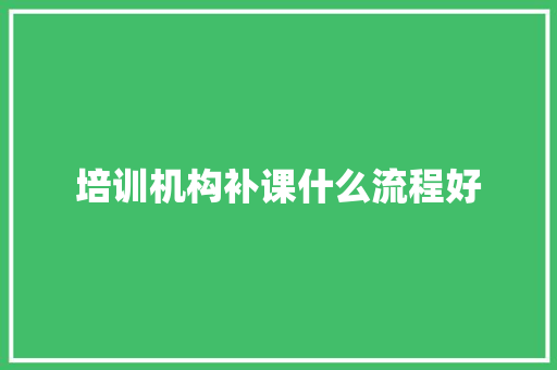 培训机构补课什么流程好 成语大全