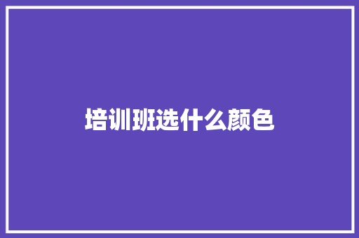 培训班选什么颜色