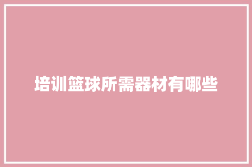 培训篮球所需器材有哪些