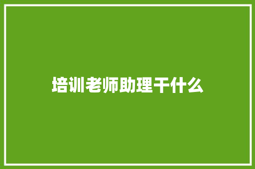 培训老师助理干什么