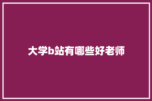 大学b站有哪些好老师