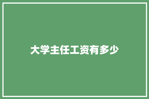 大学主任工资有多少