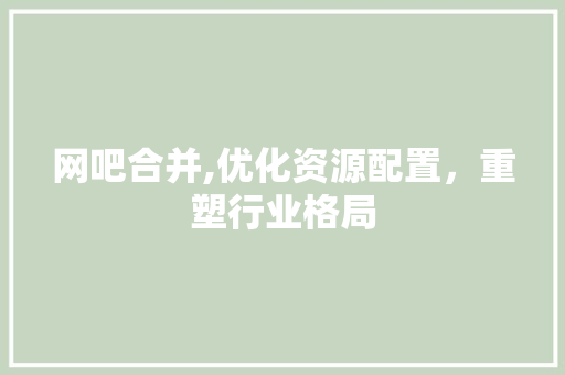 网吧合并,优化资源配置，重塑行业格局
