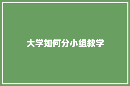 大学如何分小组教学