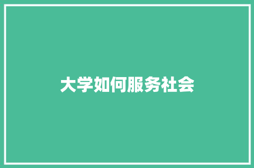 大学如何服务社会 工作计划