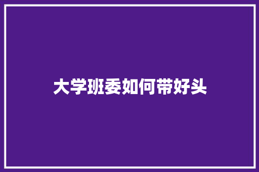 大学班委如何带好头