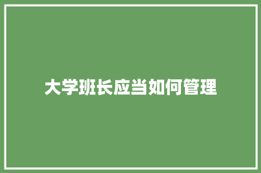大学班长应当如何管理