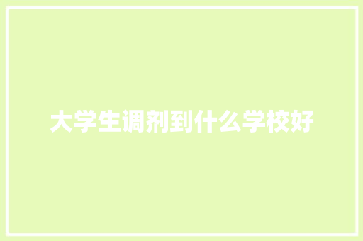 大学生调剂到什么学校好