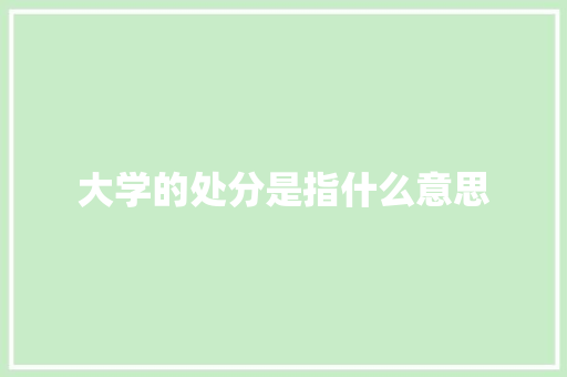 大学的处分是指什么意思
