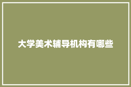 大学美术辅导机构有哪些