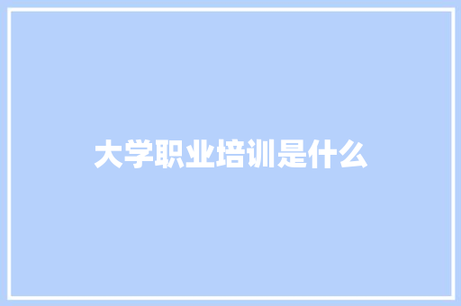 大学职业培训是什么