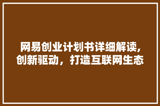网易创业计划书详细解读,创新驱动，打造互联网生态新格局