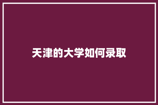 天津的大学如何录取