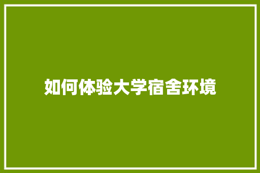 如何体验大学宿舍环境