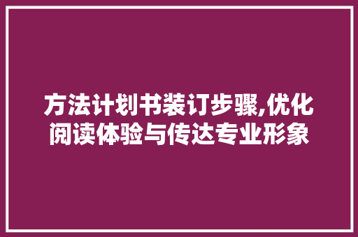 方法计划书装订步骤,优化阅读体验与传达专业形象