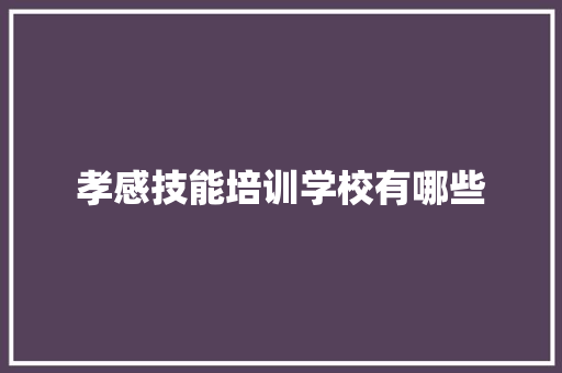 孝感技能培训学校有哪些