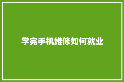 学完手机维修如何就业