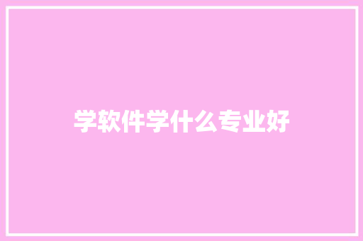 学软件学什么专业好