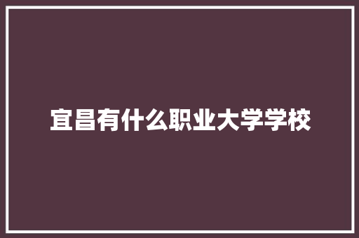 宜昌有什么职业大学学校