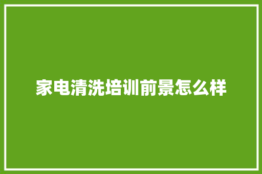 家电清洗培训前景怎么样