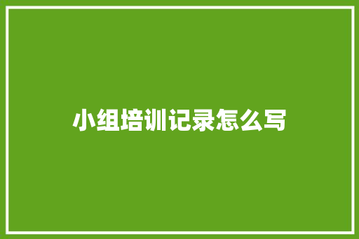 小组培训记录怎么写