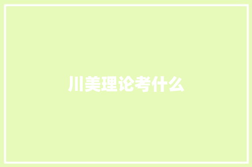 川美理论考什么