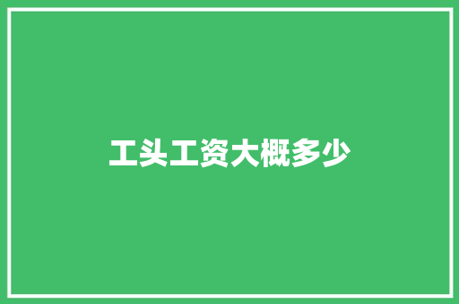 工头工资大概多少