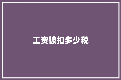 工资被扣多少税