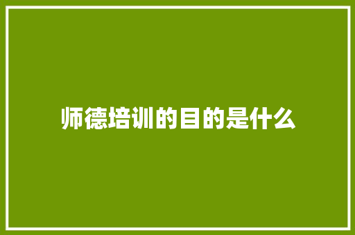 师德培训的目的是什么