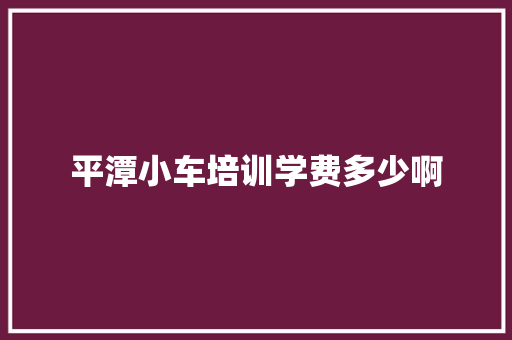 平潭小车培训学费多少啊 工作总结