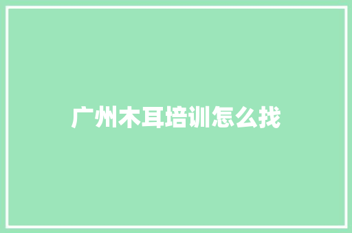 广州木耳培训怎么找