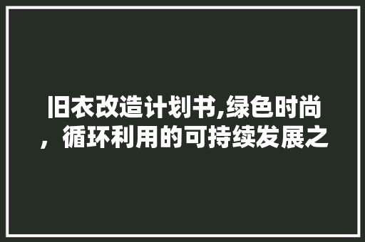 旧衣改造计划书,绿色时尚，循环利用的可持续发展之路