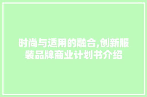 时尚与适用的融合,创新服装品牌商业计划书介绍