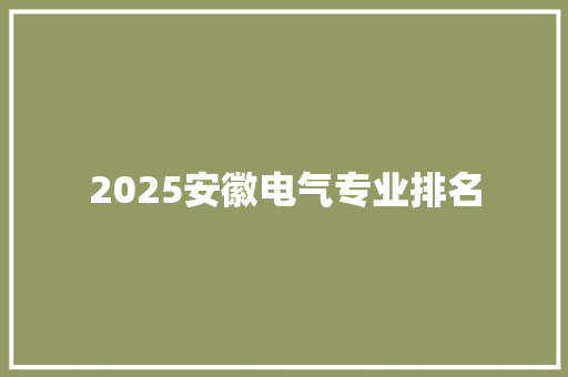 2025安徽电气专业排名