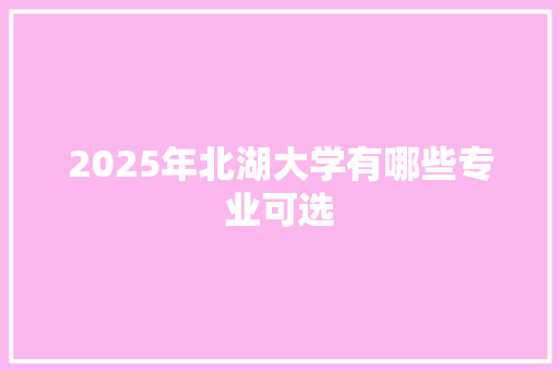2025年北湖大学有哪些专业可选 工作总结