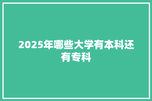 2025年哪些大学有本科还有专科