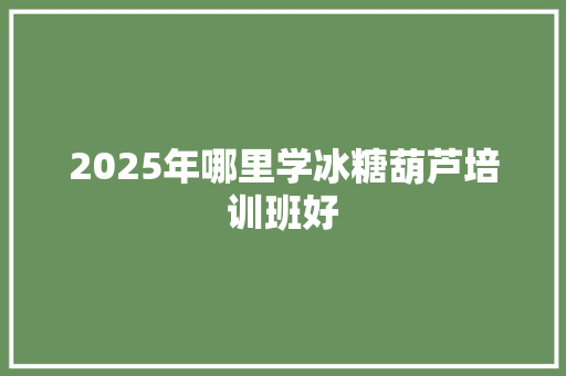 2025年哪里学冰糖葫芦培训班好