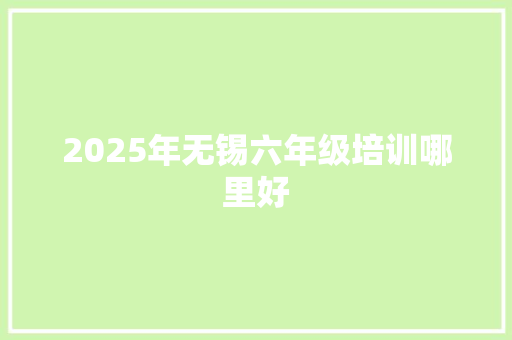 2025年无锡六年级培训哪里好