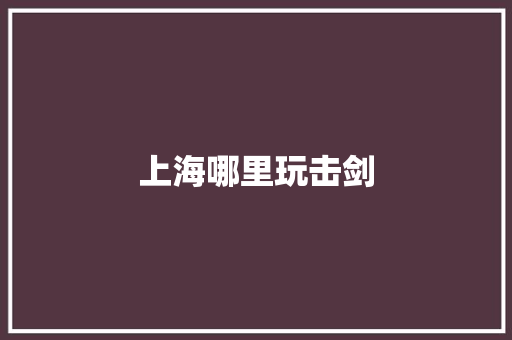 上海哪里玩击剑