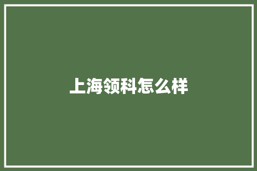 上海领科怎么样