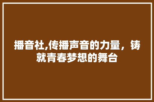 播音社,传播声音的力量，铸就青春梦想的舞台