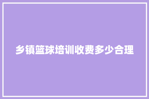 乡镇篮球培训收费多少合理