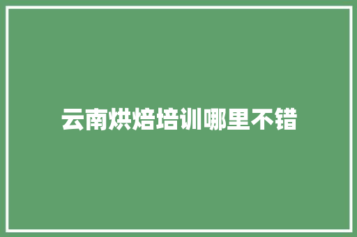 云南烘焙培训哪里不错