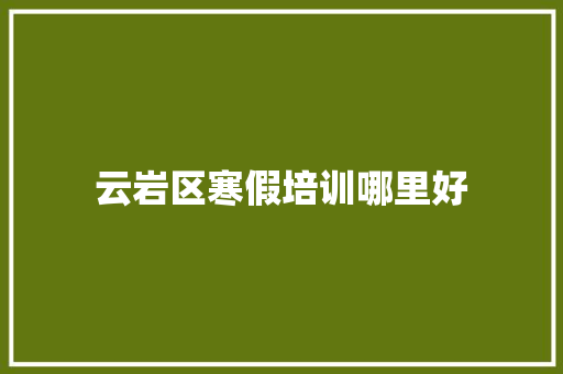 云岩区寒假培训哪里好