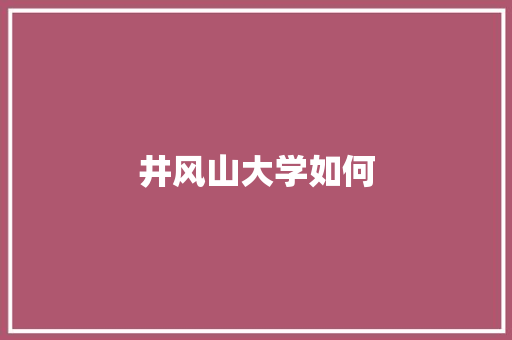 井风山大学如何